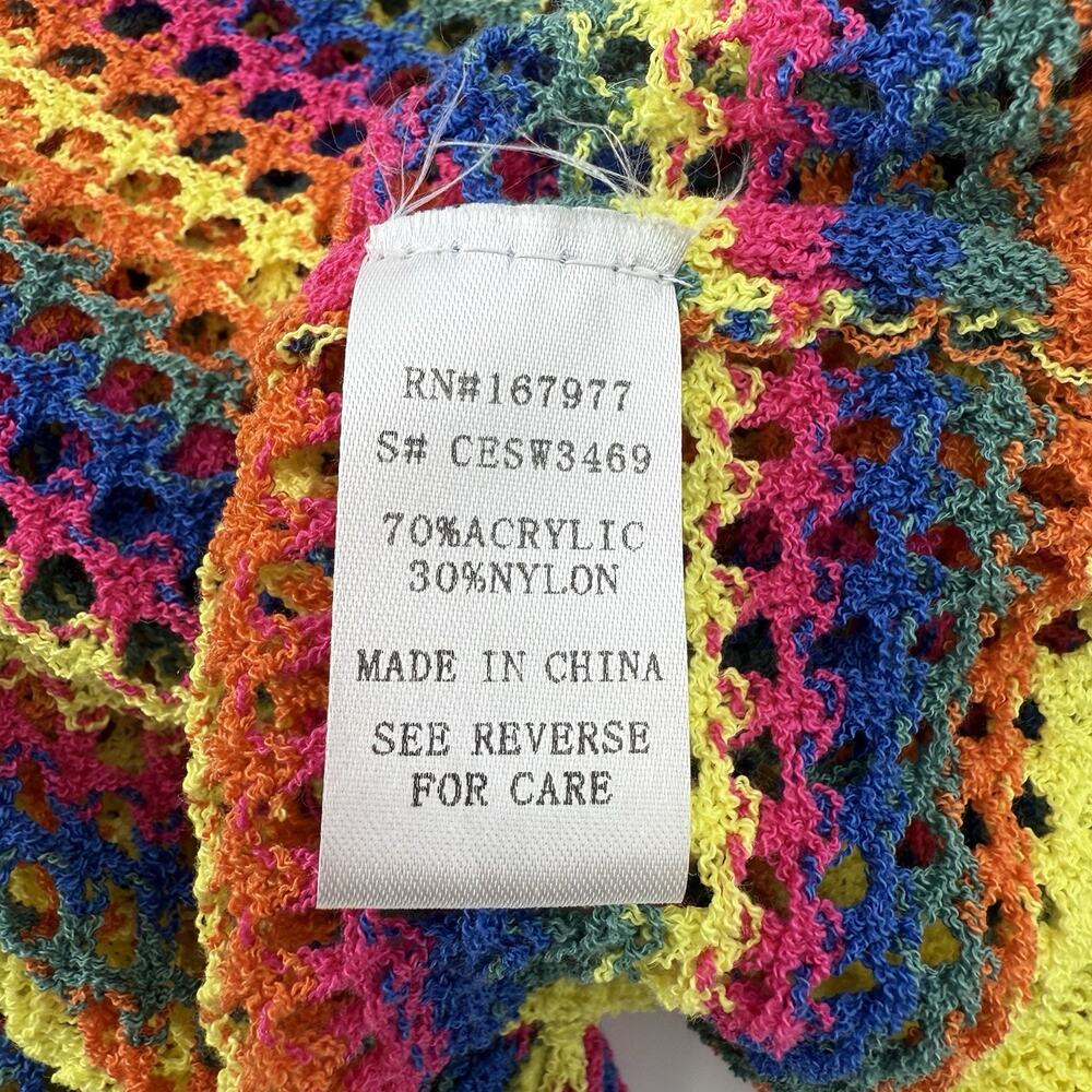 Adora Rainbow Crochet‎ Knit Sweater M Mesh Striped Neon Colorful Lgbtq+ Pride - Picture 7 of 8